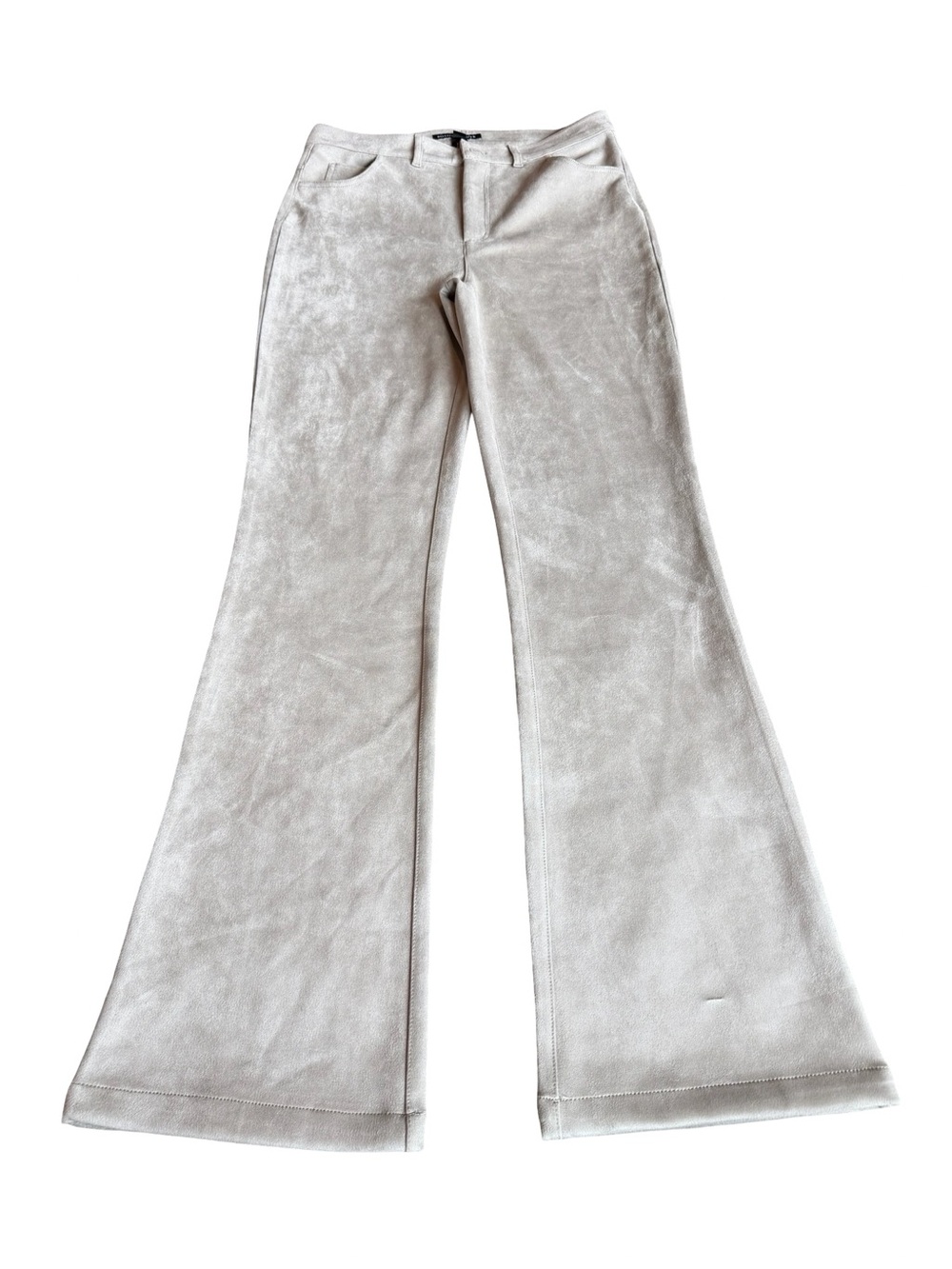 Boston Proper Stone Gray Faux Suede Flare Leg Pants Wide Trousers Size 8 Women's